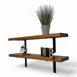MKGT Rustic Shelf For Wall Shelving Shelf With Brackets 4.5Cm Thick Set Of Kitchen Office Room Deco (Tudor Oak, 60Cm) - thumbnail 5