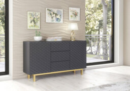 Diamond Luxe Sideboard 140Cm Luxury Dark Grey Cabinet With Push To Open Storage - Creative Furniture - thumbnail 8
