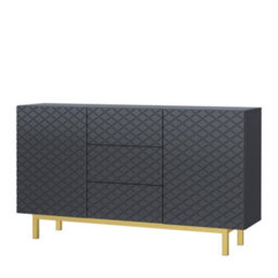 Diamond Luxe Sideboard 140Cm Luxury Dark Grey Cabinet With Push To Open Storage - Creative Furniture - thumbnail 5