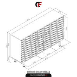 Diamond Luxe Sideboard 140Cm Luxury Dark Grey Cabinet With Push To Open Storage - Creative Furniture - thumbnail 4