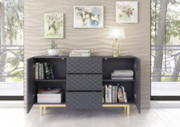 Diamond Luxe Sideboard 140Cm Luxury Dark Grey Cabinet With Push To Open Storage - Creative Furniture - thumbnail 7