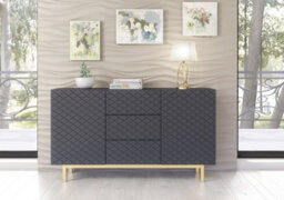 Diamond Luxe Sideboard 140Cm Luxury Dark Grey Cabinet With Push To Open Storage - Creative Furniture - thumbnail 6