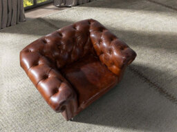 Angel Cerda Chic Cognac Brown Leather Chester Armchair For Modern Living Spaces - thumbnail 6