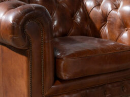 Angel Cerda Chic Cognac Brown Leather Chester Armchair For Modern Living Spaces - thumbnail 4
