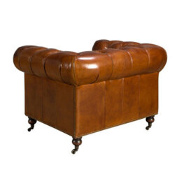 Angel Cerda Chic Cognac Brown Leather Chester Armchair For Modern Living Spaces - thumbnail 5