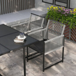 Wyld Haus Riha 5-Piece Light Grey Metal Garden Dining Set With Square Glass-Top Table And 4 Foldable Chairs - thumbnail 8