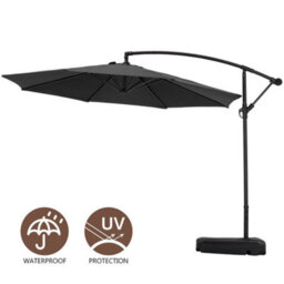 Living And Home 3M Large Rotatable Garden Sun Shade Cantilever Parasol Patio Hanging Banana Umbrella Crank Tilt With 60L Fillable Base, Black - thumbnail 3