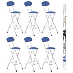 MCC Direct Folding Breakfast Bar Stool Padded High Chair Set Of 6 Blue - thumbnail 2