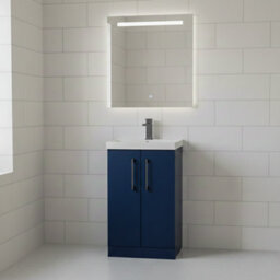 Balterley Bramshall Modern Bathroom 2 Soft Close Door & Mid-Edge Vanity Unit Basin, Midnight Blue, 500mm - thumbnail 2