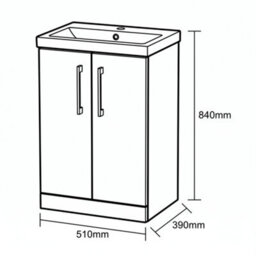 Balterley Bramshall Modern Bathroom 2 Soft Close Door & Mid-Edge Vanity Unit Basin, Midnight Blue, 500mm - thumbnail 5