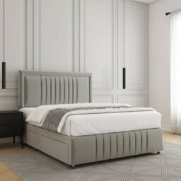 REGIONAL FURNISHINGS Silver Plush Velvet Upholstered Divan Bed Set 24Inch Headboard & Footboard 2Drawersfootend & Mattress In 4Ft 4Ft6 5Ft 6Ft - thumbnail 3