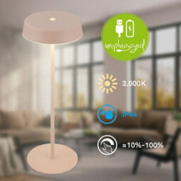 Briloner Led Table Lamp Rechargeable Light Dimmable Cordless Touch Ip44 Outdoor Beige - thumbnail 3