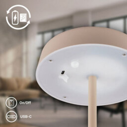 Briloner Led Table Lamp Rechargeable Light Dimmable Cordless Touch Ip44 Outdoor Beige - thumbnail 4