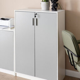Wyld And Coco, Novastorage Locking 2-Door Cabinet Light Grey - thumbnail 2