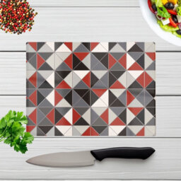 Warren Reed Designer Grey Red Triangle Geometric Glass Chopping Board - thumbnail 4