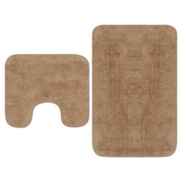 Walplus Bathroom Mat Set 2 Pieces Fabric Beige - thumbnail 1