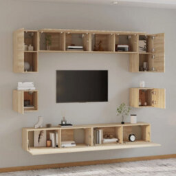 Berkfield 8 Piece Tv Cabinet Set Sonoma Oak Engineered Wood - thumbnail 3