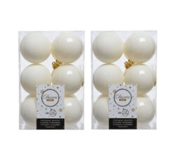 Decoris 2 X 12 Wool White Christmas Baubles 6Cm Shatterproof Tree Ornaments Shiny Matt - thumbnail 1