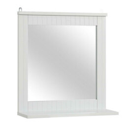 Hanging Vanity Mirror - Wall Mounted Mirror - Wood Rectangular Frame - Attractive Storage Shelf - Space-Saving - thumbnail 3