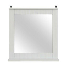 Hanging Vanity Mirror - Wall Mounted Mirror - Wood Rectangular Frame - Attractive Storage Shelf - Space-Saving - thumbnail 4