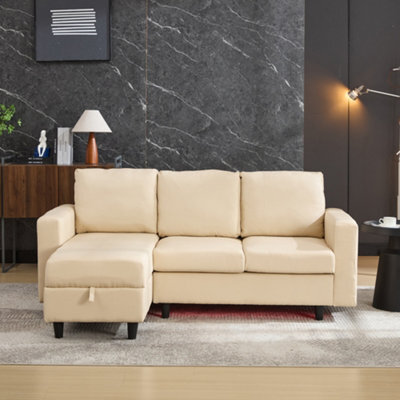 Matteo 3 Seater L-Shaped Corner Sofa With Usb, Storage & Led Lighting - Beige - image 1