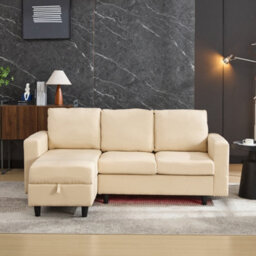 Matteo 3 Seater L-Shaped Corner Sofa With Usb, Storage & Led Lighting - Beige - thumbnail 1