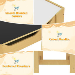 Costway 3-In-1 Activity Table Multipurpose Children Table And Chair Set-Natural - thumbnail 9