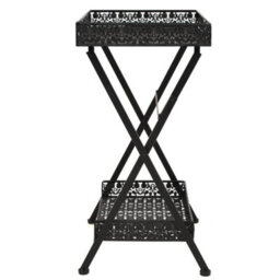 Berkfield Folding Tea Table Vintage Style Metal 58X35X72 Cm Black - thumbnail 3