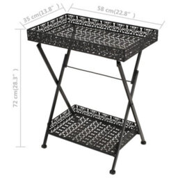 Berkfield Folding Tea Table Vintage Style Metal 58X35X72 Cm Black - thumbnail 9