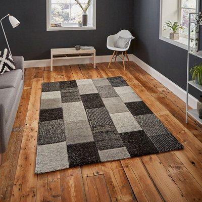Grey/black Geometric Modern Handmade Rug For Living Room Bedroom And Dining Room-200Cm X 290Cm - image 1