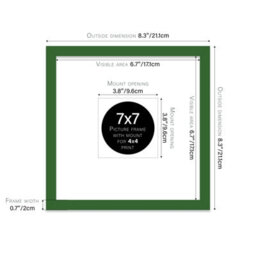 "7X7"" Green Picture Frame - 7X7"" Square Frame With 4X4"" Mount For 7X7""/4X4"" Pictures Vintage Style Gallery Wall, 1 Pack" - thumbnail 2