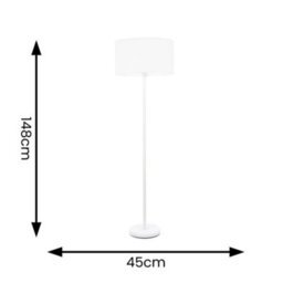 Valuelights Charles White Floor Lamp With Drum Shade And Bulb - thumbnail 8