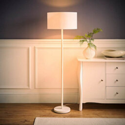 Valuelights Charles White Floor Lamp With Drum Shade And Bulb - thumbnail 3