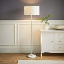 Valuelights Charles White Floor Lamp With Drum Shade And Bulb - thumbnail 2