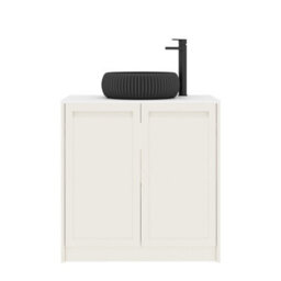 Royal Bathrooms Royal Bathroom Elmore 800mm Classic White Freestanding Bathroom Vanity Unit 2 Door Plain White Worktop With Milan Black Basin - thumbnail 7