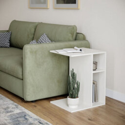 Urbn-Living Urbnliving 51Cm Height White C-Shape Side Wooden End Coffee Bedside Nightstand Laptop Table