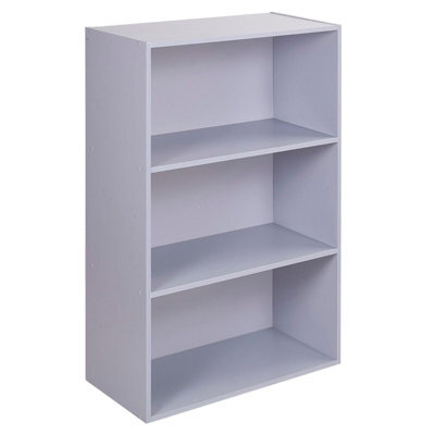 Urbn-Living Urbnliving 90Cm Height Wide 3 Tier Book Shelf Deep Bookcase Storage Cabinet Display Colour Grey Dining Living Room - image 1