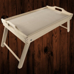 Woodeedoo Wooden Bed Serving Tray With Folding Legs Handles And Laptop Stand Rectangular Unfinished Pine Table 50 X 30 X 27 Cm - thumbnail 1