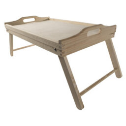 Woodeedoo Wooden Bed Serving Tray With Folding Legs Handles And Laptop Stand Rectangular Unfinished Pine Table 50 X 30 X 27 Cm - thumbnail 4
