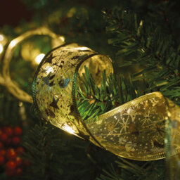 5-Meter Led Gold Ribbon Decoration - Battery Powered Flexible Light Up Festive Xmas Decor For Christmas Tree, Bannister, Fireplace - thumbnail 2