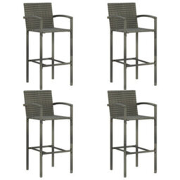 Berkfield 5 Piece Garden Bar Poly Rattan Grey - thumbnail 6