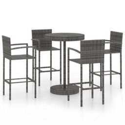 Berkfield 5 Piece Garden Bar Poly Rattan Grey - thumbnail 2