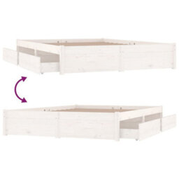3103504 Vidaxl Bed Frame Without Mattress With Drawers White 140X190 Cm (814930+814995) - thumbnail 8