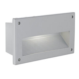 Stylish Ip44 Recessed Outdoor Wall Light In Silver Cast Aluminium With E14 Bulb