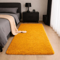 Aspire Homeware Non-Slip Ochre Shaggy Rug Soft Fluffy Washable, Hallways And Entryways Runner, (L)220Cm X (W)60Cm - thumbnail 6