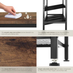 Tectake Shoe Rack Bournemouth - Surface Shelf And 4 Grid Shelves, Industrial Style -  - Industrial Wood Dark, Rustic - thumbnail 5
