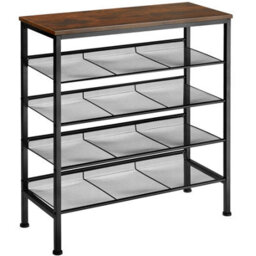 Tectake Shoe Rack Bournemouth - Surface Shelf And 4 Grid Shelves, Industrial Style -  - Industrial Wood Dark, Rustic - thumbnail 1