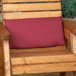 Samuel Alexander Hand Made 6 Seater Rustic Wooden Garden Furniture Set. Table, Bench, Chairs & Burgundy Cushions - thumbnail 9