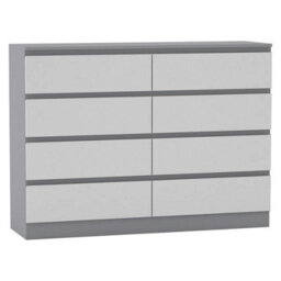 Urbn-Living Urbnliving 120Cm Wide Grey Wooden Chest Of White 8 Drawers Bedroom Furniture Storage Bedside Modern Cabinet - thumbnail 5