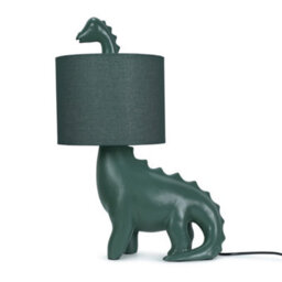 Valuelights Kids Green Dinosaur Bedside Table Lamp With Drum Fabric Shade - thumbnail 1